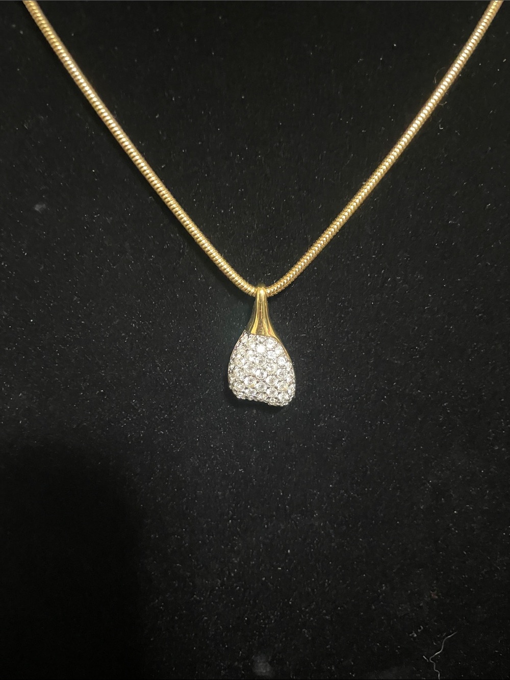 Swarovski Gold Tone Crystal Pave Teardrop Pendant Necklace